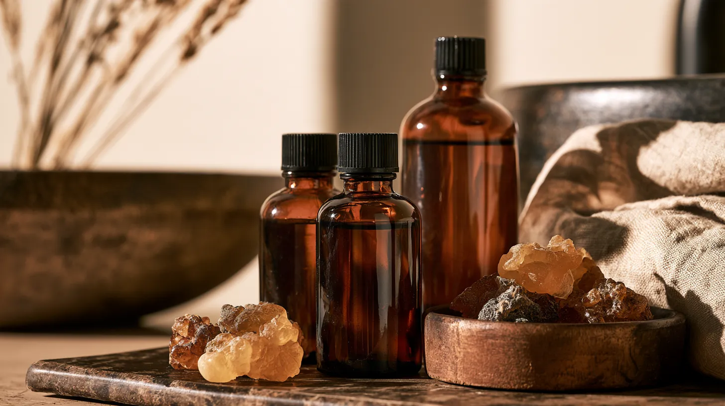 Natural oral care toothpaste and mouthwash formulated with myrrh resin to promote gum health.